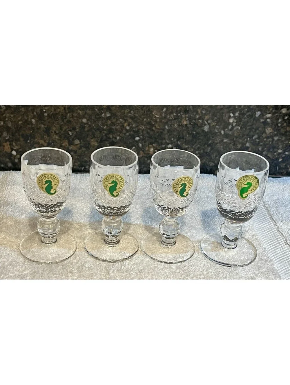 4 Waterford Crystal Colleen Liqueur Glasses 3-1/4” tall.
